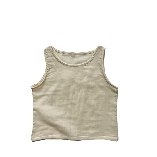 Betadog Toddler Undershirt Girls Tank Tops Value Solid Tagless Cotton Tanks Sleeveless Tees (Beige, 12-18 Months)