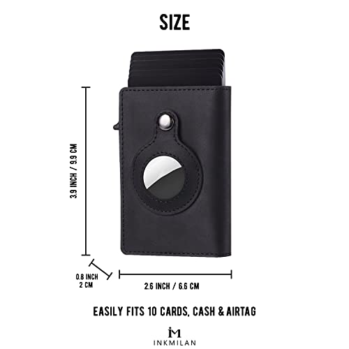Image of INKMILAN Men's Slim Airtag Pop-Up Wallet Version 2 Credit Card Holder, RFID Blocking Anti-Loss Money Purse Ideal Gift for Men (No AirTag Included) (Black)