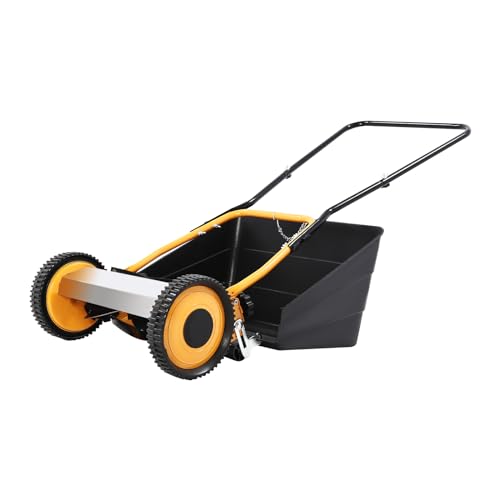 MEELRYD Cortacésped manual, cortadora de husillo, husillo con rodamiento de bolas con 4 cuchillas de acero de alta calidad, ancho de corte de 36 cm, ajuste de altura de corte 12-42 mm, cortacésped
