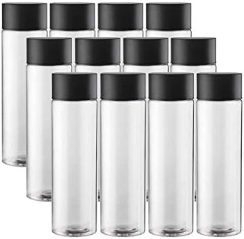 12-Pack Bulk Empty Plastic Juice Bottles Reusable Water Bottles to work great as Sensory Bottles and Smoothie Bottles with Black Lids Great for Sensory Crafts and Calming Bottles 400ml