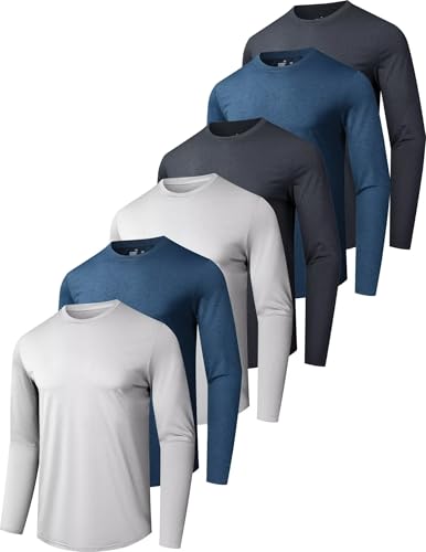 6 Pack Men's Quick Dry Long Sleeve Shirts Moisture Wicking ...