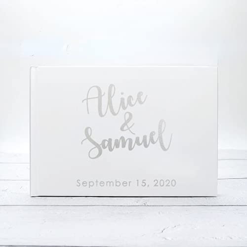 Livre d'or de mariage personnalisé lin beige écriture blanche ivoire B5