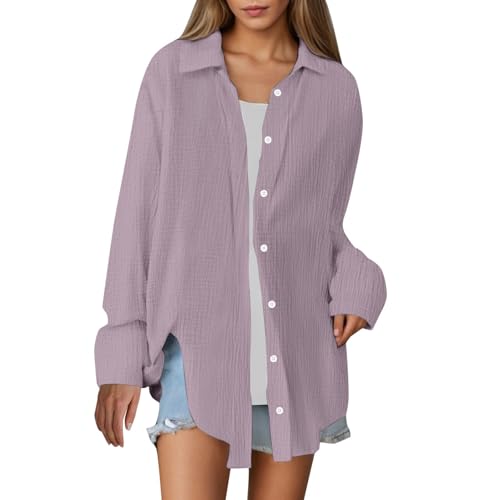 Chemise en lin femme manche longue ample pour le printemps et l'été