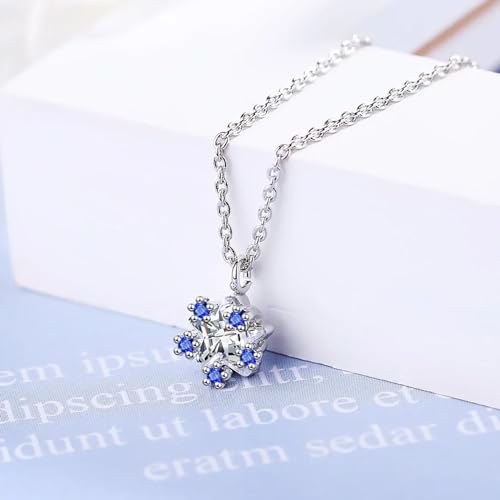 Collier bleu flocon de neige avec pendentif géométrique aux reflets éclatants - 4