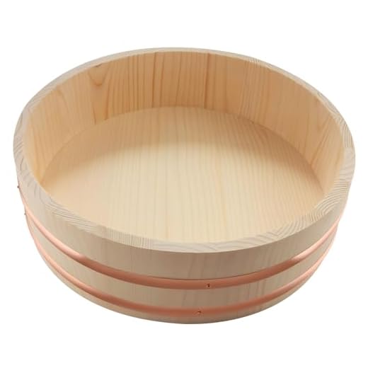 Gliery Tigela de mistura de arroz japonesa Hangiri Sushi Oke Bandas de cobre, banheira de mistura tradicional para fazer arroz de sushi, madeira de pinheiro branca – não molhar, 72 cm