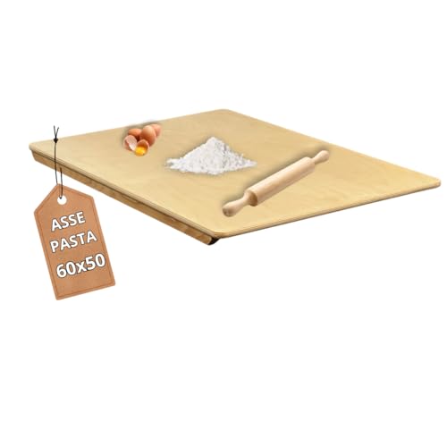 TOMAINO - Spianatoia per Impastare in Legno di Betulla - Asse per la Pasta, Pizza e Dolci (60x50)