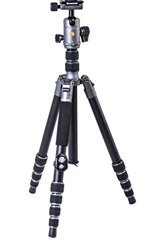 Vanguard VEO3GO265HAB Compact Aluminum Travel Tripod with Ball Head, Monopod Option, Smart Phone Holder and Bluetooth Remote, Dark Gray/Black
