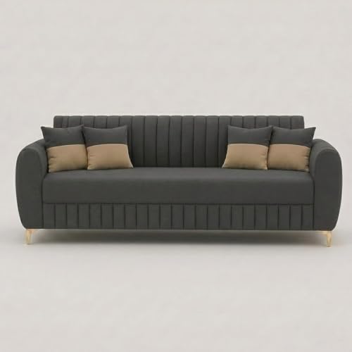 Image of CASASTYLE Signature Velour 3 Seater Sofa Set | Boston Matte Fabric | 40D Foam + Zigzag Spring | 3-Yr Warranty (Ash Grey)
