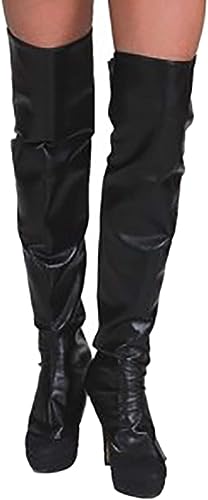 Jambières au-dessus du genou MIMIKRY noires en similicuir S/M