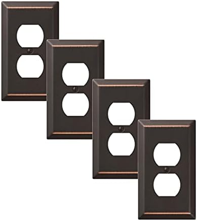 Value 4-Pack Duplex Outlet Wall Plate Decorative Steel, Oil Rubbed Bronze
