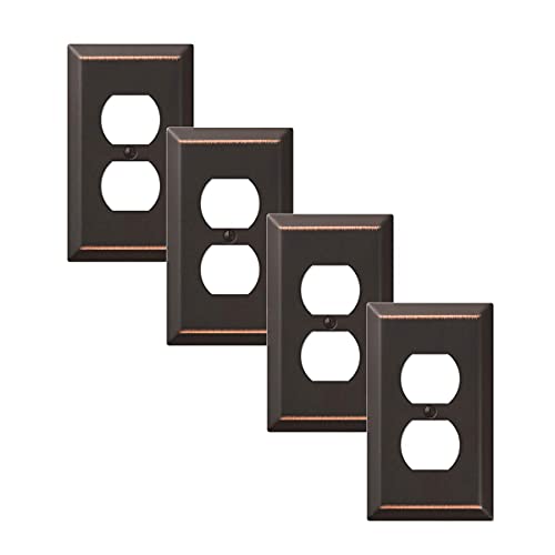 Value 4-Pack Duplex Outlet Wall Plate Decorative Steel, Oil Rubbed Bronze #TOP8
