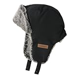 [GrinLab] [グリンラボ] キッズ フライトキャップ 帽子 耳当て付き 男の子 女の子 子供用 帽子 撥水 フェイクファー イヤーフラップ ブラック 52-54cm