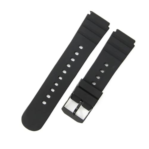 Bracelet de montre étanche en silicone résistant 21mm noir
