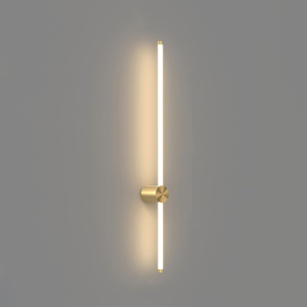 HCZKIUJY Brass Vintage Wall Light Fixtures Copper LED Linear Indoor Long Strip Sconce Gold Hallway Mount Lamp Black Bar Vanity (Gold-80CM)