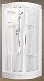Novellini New Holiday R90 Standard con Tettuccio 90x90 cm Cabina Doccia Attrezzata Curva 2 Ante Scorrevoli Angolo Destro Sinistro Miscelatore Meccanico Vetro Trasparente Profilo Bianco Altezza 217 cm