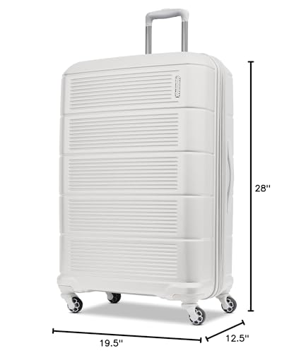 Image of American Tourister Stratum 2.0 Expandable Hardside Luggage with Spinner Wheels, Checked-Large, White