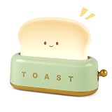 Famini Toast LED Nachtlicht, Süßes Nachttischlampe mit USB Wiederaufladbare Dimmbar und Timer, Tragbare Nachtlampe für Mädchen&Junge Ideal Geschenke (Grüner)