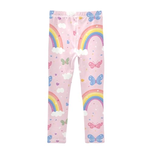 Rainbows Butterflies Pink Clound Girls Leggings Kids Yoga Pants Dance Active Tights 4T2