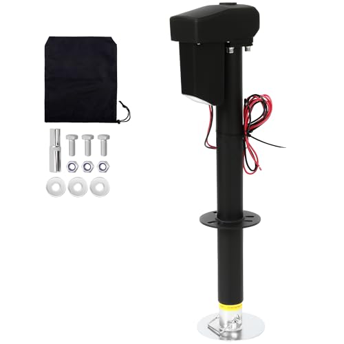 Pafessa 12V Electric Tongue Jack 4000lb A-Frame Heavy Duty Trailer Jack 18” Travel Add 4.5” with The Drop Foot & LED Light for Travel Trailer Camper,Protective Cover Included