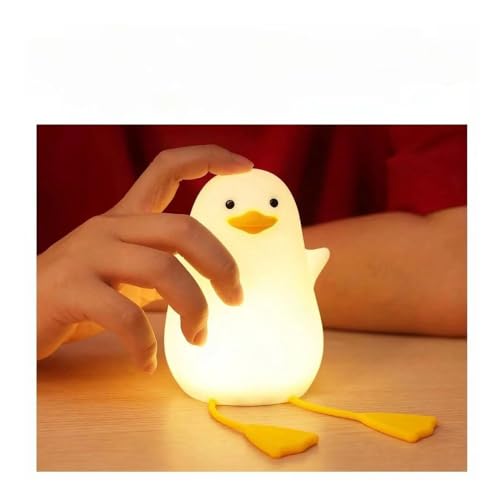 Image of HUMAIZAR Silicone LED Night Light for Kids, Soft Touch Animal Bedside Lamp for Bedroom & Nursery, Rechargeable Cute Night Lamp (Sitting Duck)