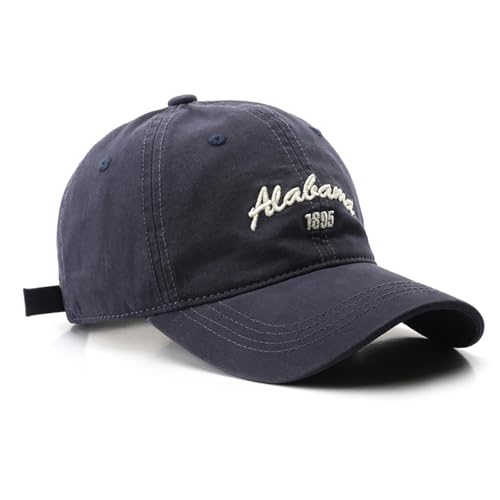 Alabama Embroidery Cap Unisex Baseball Cap Cotton Outdoor Sun Hat (Navy Blue)