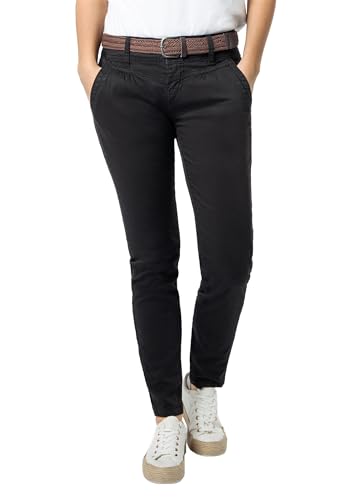 Urban Surface Damen Chino Stoff-Hose mit Flecht-Gürtel Black S