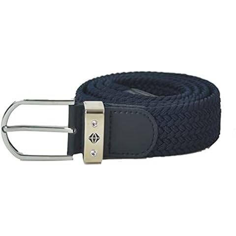 Pure Golf Super Stretch Woven Webbing Belt | Hand Enamelled Lady Golfer Detailing On Buckle | Womens Golf Belt | ONE SIZE FITS MOST UK 8-16 | Reinforced PU Tip (Navy) Cover