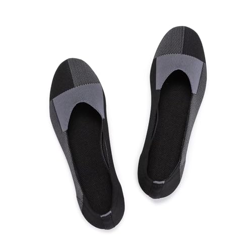Image of Frank Mully Women's Ballet Flat Shoes Knit Dress Shoes Round Toe Slip On Ballerina Flats for Woman Low Wedge Comfort Soft