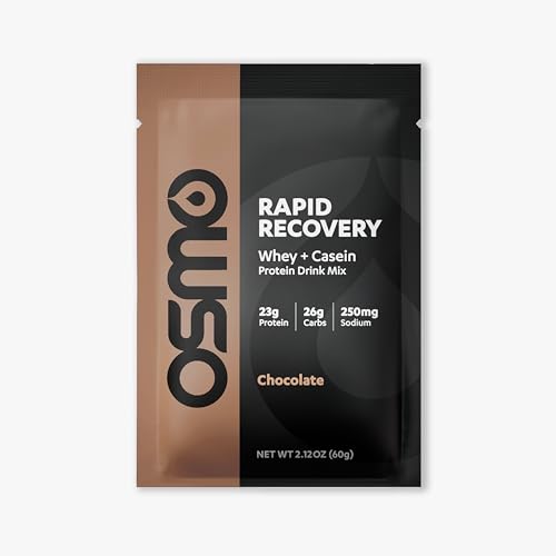 Image of Osmo Rapid Recovery - Whey & Micellar Casein Protein Powder Blend with Carbohydrates & Caffeine, All Natural Ingredients, Enables Muscle Repair & Boosts Glycogen Restoration - Chocolate, 8 Servings