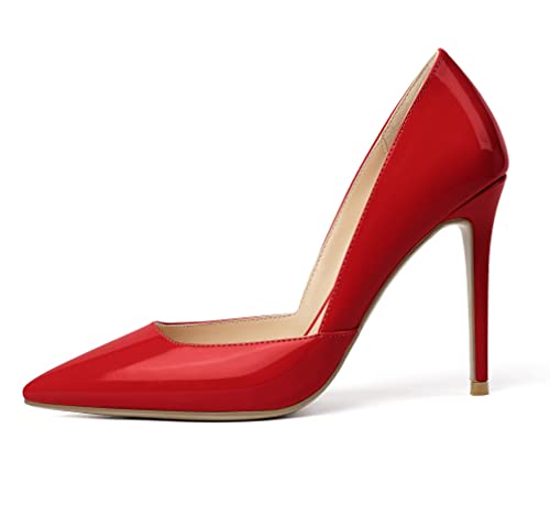 SAMMITOP Women's D'Orsay Slip On High Heels Elegant Pointy Toe Stilettos Pumps 4Inches Office Ladies Shoes