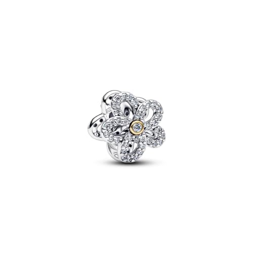 PANDORA Pavé Bloem Opengewerkte Bedel 764480C01 Charm Anhänger