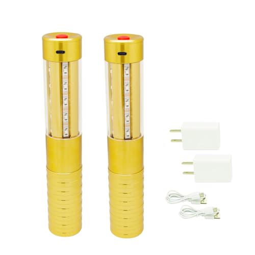 Sryoulux 2pcs RGB Handheld Strobe Lights Champagne Bottle Sparklers led Strobe Baton Bottle Service Lights for Club Bar Pub Wedding KTV Party Disco Festival Concert Event (Gold)