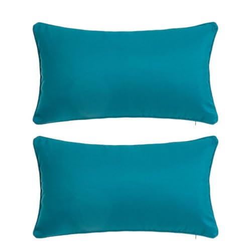 LOLAhome - Cojines sofá con Relleno Incluido, Set de 2 Cojines de 50x30 cm, Tela de loneta AzulCojín Decorativo Rectangular Cama o sofá, Decoración habitación o salón