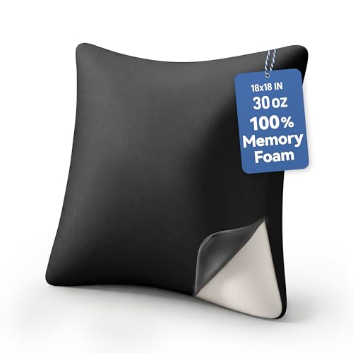 Image of AM AEROMAX 18x18 Inch Memory Foam Pillow Insert, Firm & Fluffy Square Throw Pillow for Couch and Bed, Premium Decorative Stuffer, Heavy Duty & Non-Flattening