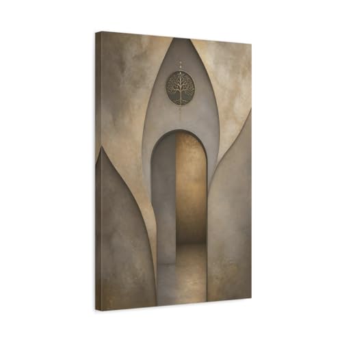 Tableau Arbre Doré et Brun 40x60 cm | Toile Murale Nature pour Console