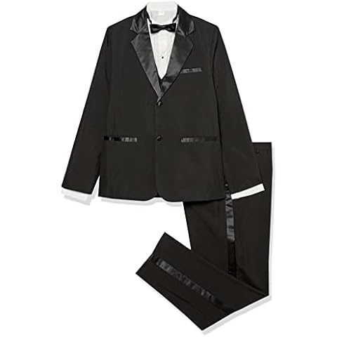 Joey Couture Boy's Tuxedo Suit Set with Shirt and Bowtie, Black, 8 Cover