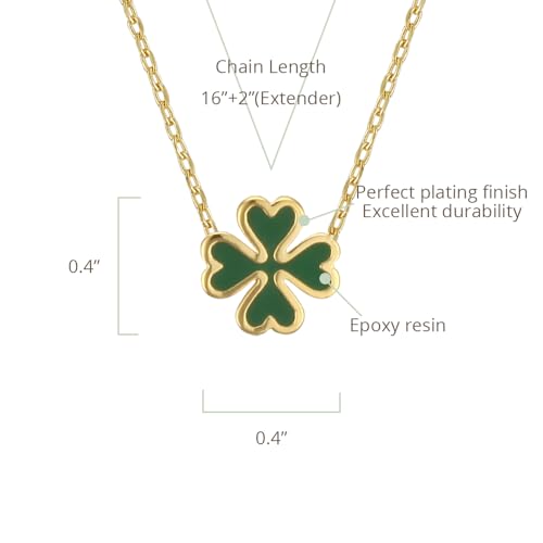 MUSTHAVE 18K Gold Plated Clover Good Luck Necklace with Message Card, Yellow Gold Color, Anchor Chain, Size 16 inch + 2 inch Extender, Pendant, Gift Card2