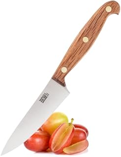 Heritage Oak 10cm|4in Cooks Knife - Sheffield Made by Taylors Eye Witness. High Carbon Stainless Steel Razor Sharp Blade. European Oak. Ergonomically Designed Wooden Handle. Brass Rivets. Full Tang.