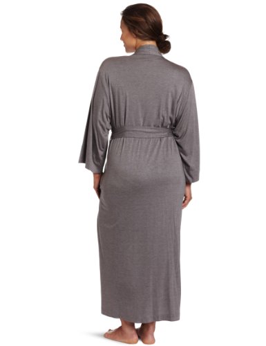 Natori Women's Plus Size Shangri-La Solid Knit Robe, Gray, 1X #TOP1