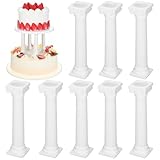 STOBOK 8 Pcs Roman Column Cake Pillars White Cake Tiered Stands Cake Supports Tabletop Dessert Display Stands Plastic Roman Pillar Statue Cake Stands Display Separators Wedding Party Supplies