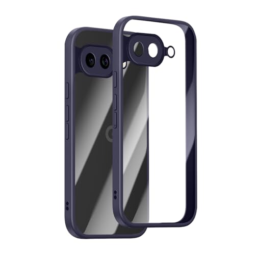 #Commissioniguadagnate<br>Cover per Google Pixel 9a 5G Antiurto Cellulare Paraurti Custodia Solida Colore Opaco Silicone TPU Telaio [Protezione Della Fotocamera] Anti-Graffio PC Retro Trasparente - Viola