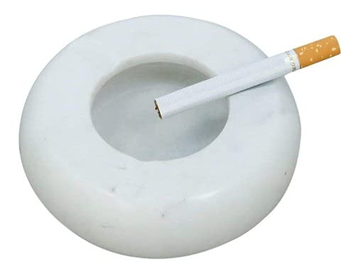 RDK SON'S® Handmade White Round Marble Ashtray | Cigarette Ashtray Handcrafted for Home/Office/car/Bar/Tabletop Ashtray (4 Inches) 2
