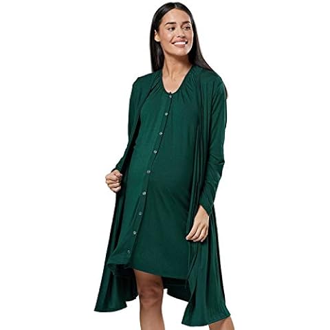 Zeta Ville Women's Maternity Hospital Bag Set Delivery Nightie & Robe 1009 (Dark Green, UK 10/12, S) Cover