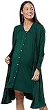 Nuestra modelo mide 1,72 m. HAPPY MAMA Para Mujer Set Camisón Bata de Premamá Embarazo Lactancia 1009 (Verde Oscuro, 42-44, L)