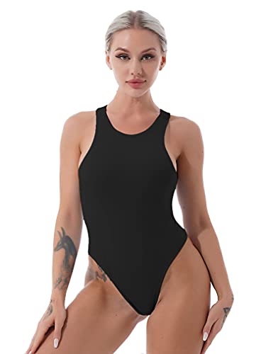 Choomomo Combinaison Danse Ballet Jazz Femme Justaucorps Gym Yoga Body Dos Nu String Elastique Sous-Vêtement Sport Léotard Fitness S-L A Noir S Cover