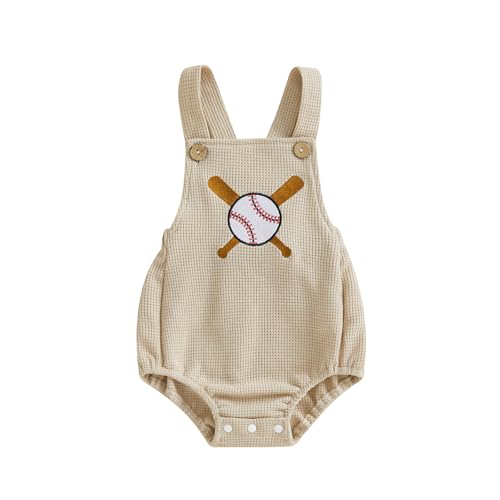 Image of VSQWLZT Newborn Infant Baby Boy Summer Outfits Sleeveless Strap Romper Waffle Bodysuit One Piece Golf Onesie Clothes
