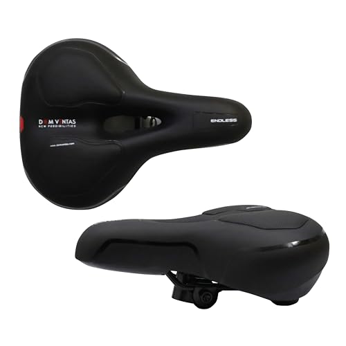 Endless EL1047 Wide Cycle Seat with Red Reflective Safety Strip | Black | Material : PU | Universal Memory Foam Seat with Breathable, Shock Absorbing and Waterproof Bike Saddle for All Type of Bikes