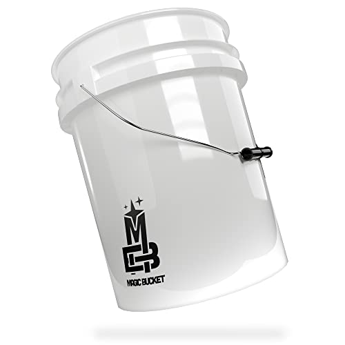 MAGIC BUCKET Cubo de lavado para coche a mano, color blanco, 5 galones, aprox. 20 litros, compatible con Grit Guard, Detail Guardz, Dirt Lock, Chemical Guys, Dirt Trap