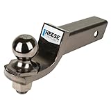 REESE Towpower 7039200 Trailer Hitch Ball Mount, 2 Inch Square Receiver, 2 Inch Drop, 6,000 lbs. Capacity, Includes 2 Inch Trailer Ball, Black Nickel