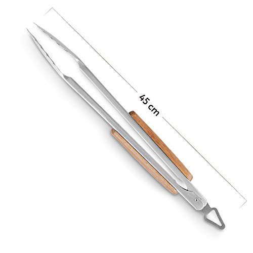 Barbecuetang 45cm, Roestvrij staal, Handvat gemaakt van acaciahout, Met ophangoog - Image 5